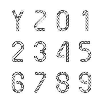 Rope alphabet modern style design vector font
