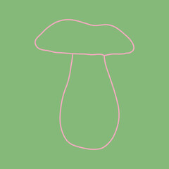 Hand-drawn forest wild mushroom background. Healthy food vector illustration for menu design, label, icon, recipe, packaging, web. Botanical vector pattern. Wallpaper. Doodle logo.