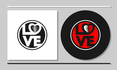 Love writing logo with circle frame and heart symbol