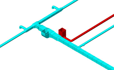 BIM ventilation system design 3d illustration.