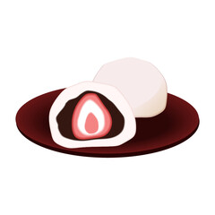いちご大福のベクター素材