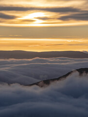 Fototapeta na wymiar Incredible cloud inversion landscape view of the Rhinogydd in Snowdonia UK