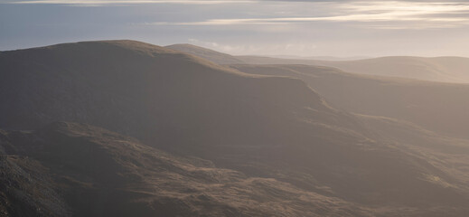 Fototapeta na wymiar Welsh mountain landscape at dawn 