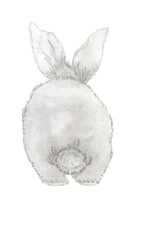 Watercolor cute bunny rabbit tail