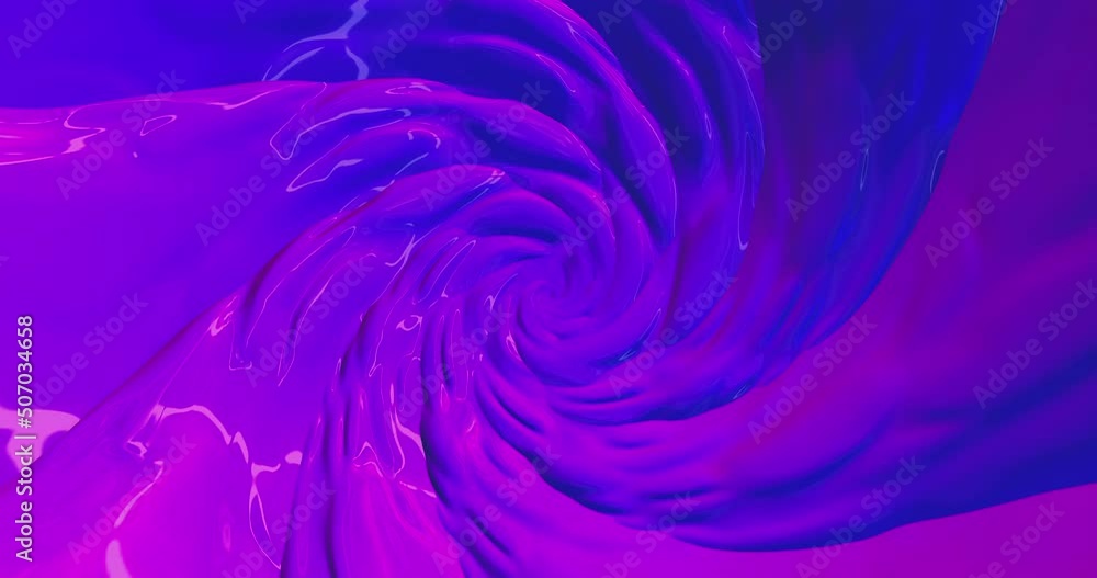 Aufkleber rotation of the blades of an abstract funnel of shiny caramel in neon colors of purple and blue, abs