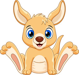 Cartoon cute baby kangaroo sitting - 507034613