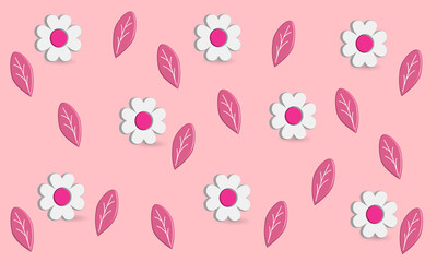 White flower and leaf pattern best for four background and backdrop, nature theme.