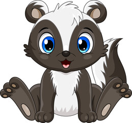 Cartoon cute baby skunk sitting - 507034646