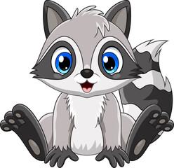 Cartoon cute baby raccoon sitting © irwanjos