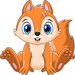 Cartoon cute baby squirrel sitting - 507034674