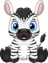 Cartoon cute baby zebra sitting - 507034845
