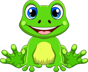 Cartoon cute baby frog sitting - 507034853