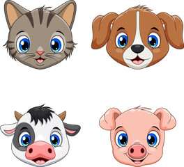 Cute animal face collection set