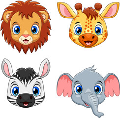 Cute animal face collection set