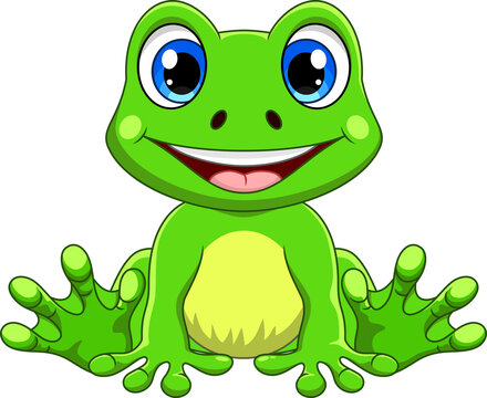 Cute cartoon frog in water. Vector illustration of a frog. 33242072 Vector  Art at Vecteezy