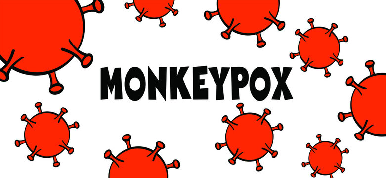 Monkeypox or monkey pox viral disease pictogram or logo. Virus outbreak pandemic. Disease spread, symptoms or precautions icon.