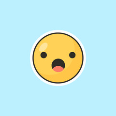 Yellow emoticon in cartoon style. Cute emoticon stickers.