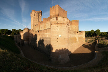 The medieval Castle of la Mota at sunset in Medina del Campo, Valladolid, Castilla y Leon, Spain.