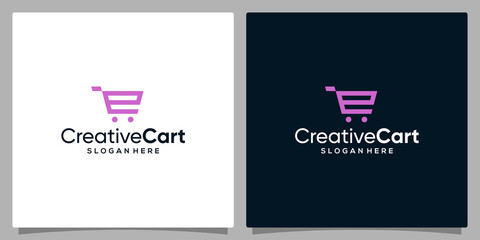 Template design icon logo vector shopping cart with symbol initial letter e. Premium vector © Crelaba_Std