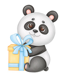 cartoon panda with a gift © ekkoss