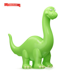 Dinosaur 3d vector icon. Brachiosaurus, sauropod cartoon character