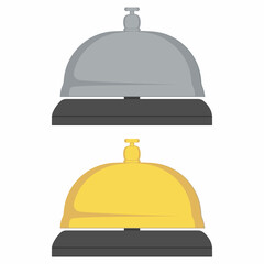 Hotel desk bell, service bell, bell icon at the reception. Flat vector illustration.
