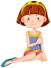 A beautiful girl sitting on the floor holding a book