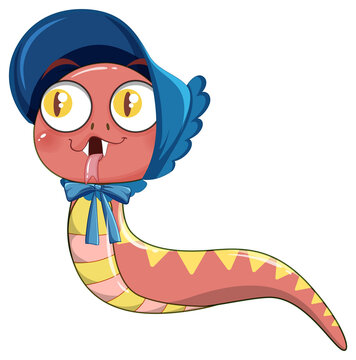 Cute snake in cartoon style