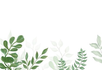 Flowers and leaves, watercolor, can be used as greeting card, invitation card for wedding, birthday and other holiday and summer background.