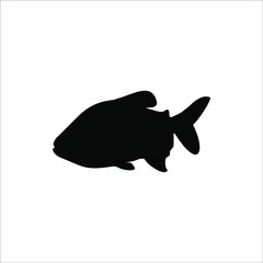 Piranha Fish Silhouette for Logo, Info Graphic, Icon or Graphic Design Element. Vector Illustration