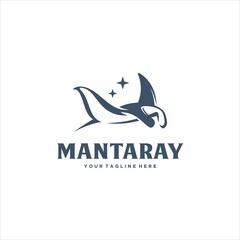 Manta Ray Black Manta Logo Design Vector Image - obrazy, fototapety, plakaty