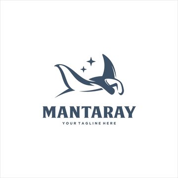 Manta Ray Black Manta Logo Design Vector Image