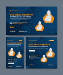 Set of webinar business banner. Layout template for stories, screen waiting on live video streaming and square banner for social media post. Digital marketing vector illustration.