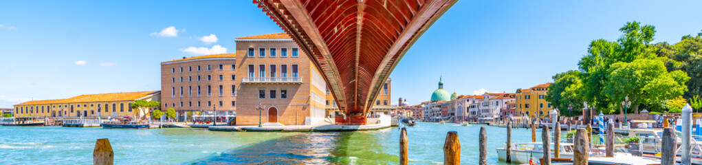 Underneath modern Constitution Bridge in Venice