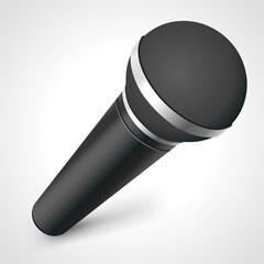 3D vector illustration of contemporary wireless loud microphone ready for public performance or event depicted and isolated on gray background
