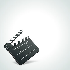 Clapperboard icon on white background vector illustration. Open clapper board for making movie and video production depicted isolated on white background