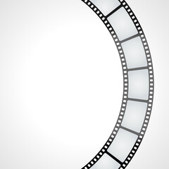 Fototapeta premium Circle from retro roll film vector illustration. Piece of blank transparent roll film for movie production and cinematography industry forming ring on white background