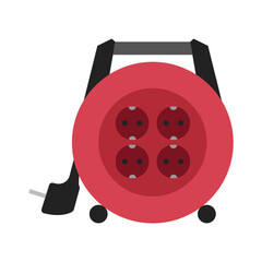 reel extension cord isolated on white