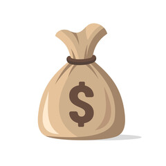 Money Bag Icon with Dollar Sign on White Background. Vector
