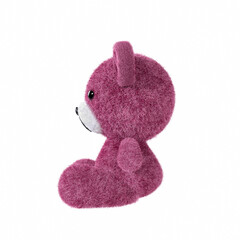 3d render illustration of cute toy bear with pink fur on white background.