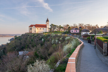 Fototapeta na wymiar Tihany city view in spring on Tihany penninsula. Tihany, Balaton lake, Hungary