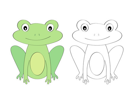 hand-drawn frog for the coloring book 