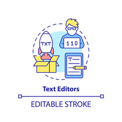 Text editors concept icon. Code writing instrument. Programming skill abstract idea thin line illustration. Isolated outline drawing. Editable stroke. Arial, Myriad Pro-Bold fonts used