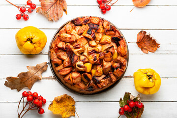 Autumn pie with quince