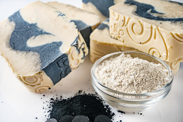 handmade soap on a white acrylic background