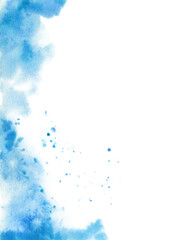 Watercolor stains background. Blue splashes.