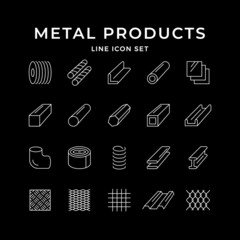 Set line icons of metal products