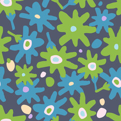 seamless mixed cute hand drawn flowers pattern background , greeting card or fabric