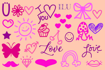 Cool pack of vector stickers - Love packets