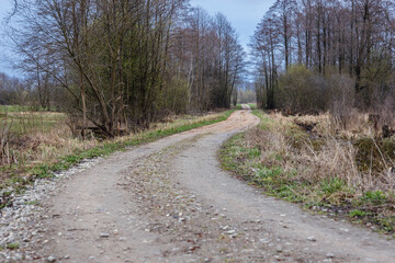 Road on a countryside in Wegrow County, Masovia region of Poland